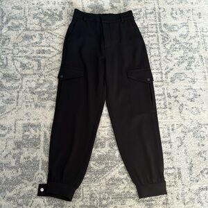 ZARA BLACK CARGO JOGGERS PANTS TROUSERS SLACKS HIGH RISE WAIST XS LIKE NEW